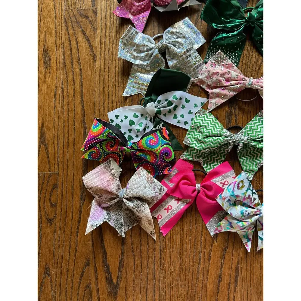 26 Cheer Bow Bundle Practice Competition Summit Worlds Sparkle Iridescent Sequin